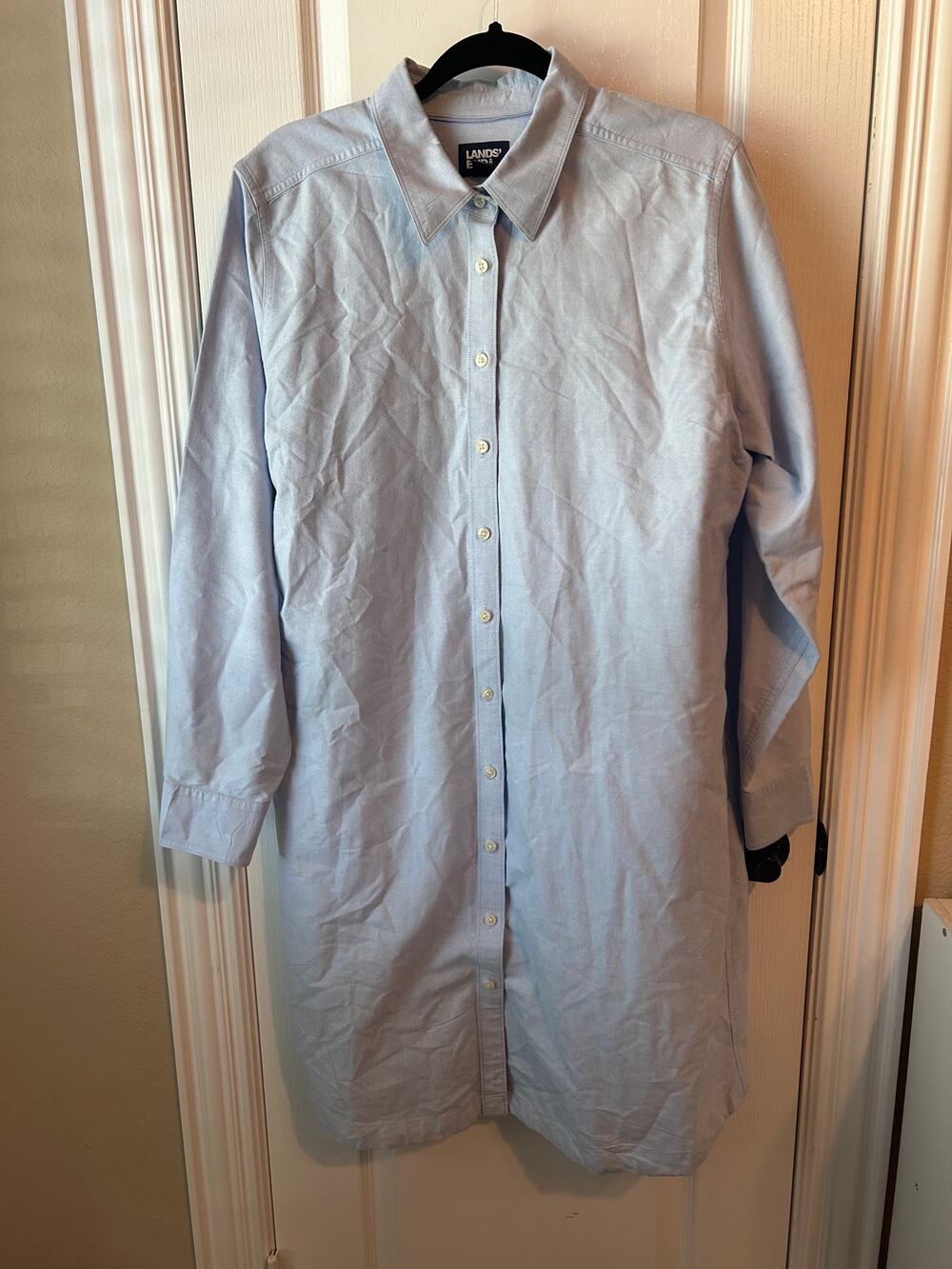 Lands End Shirt Dress Large Button Down